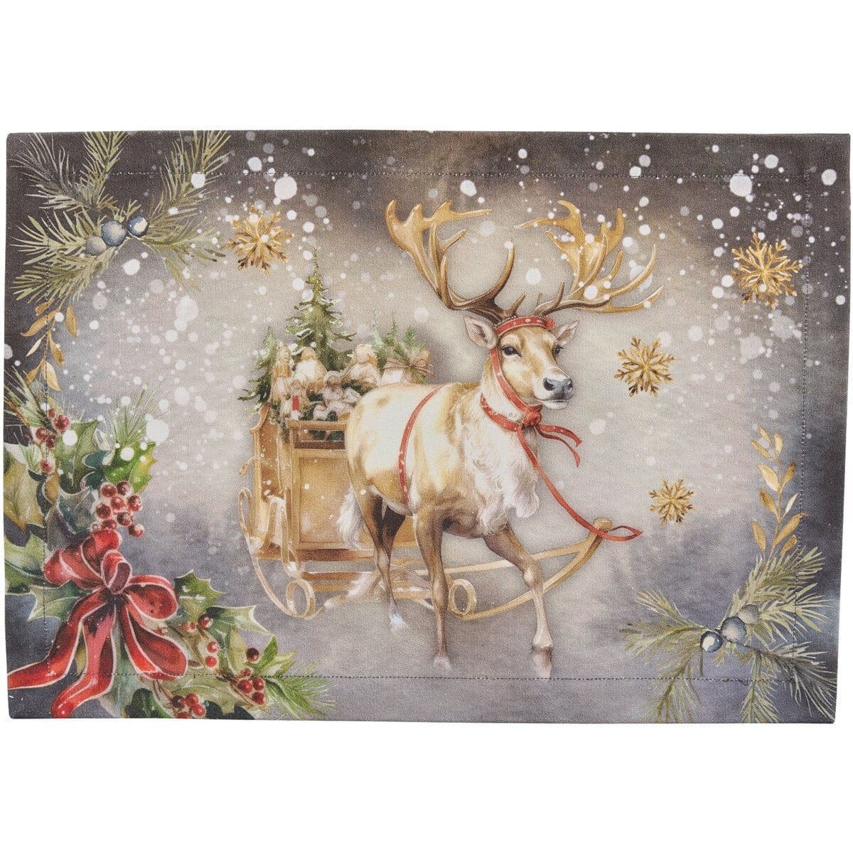 Snow Globe Reindeer Printed Placemat Set of 2