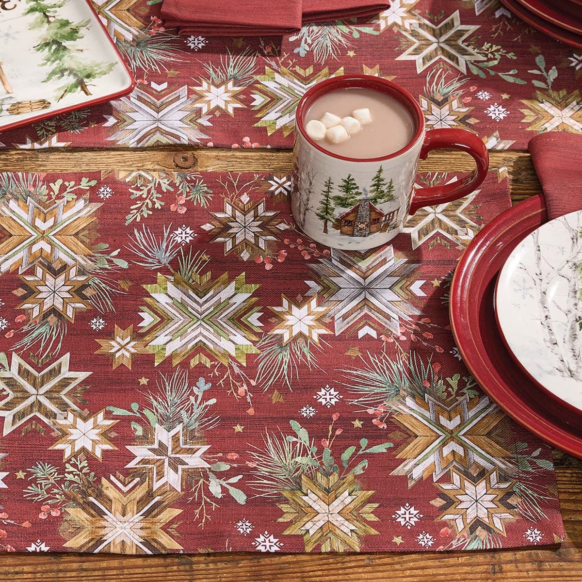 Snowflake Lodge Printed Placemat Set of 2