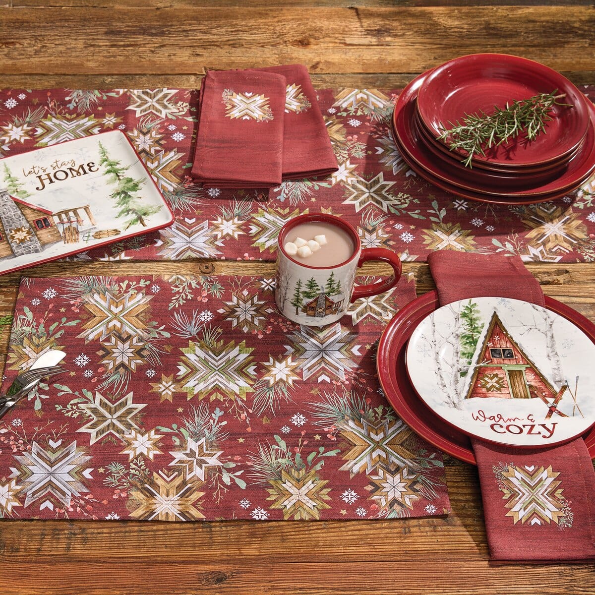 Snowflake Lodge Printed Placemat Set of 2