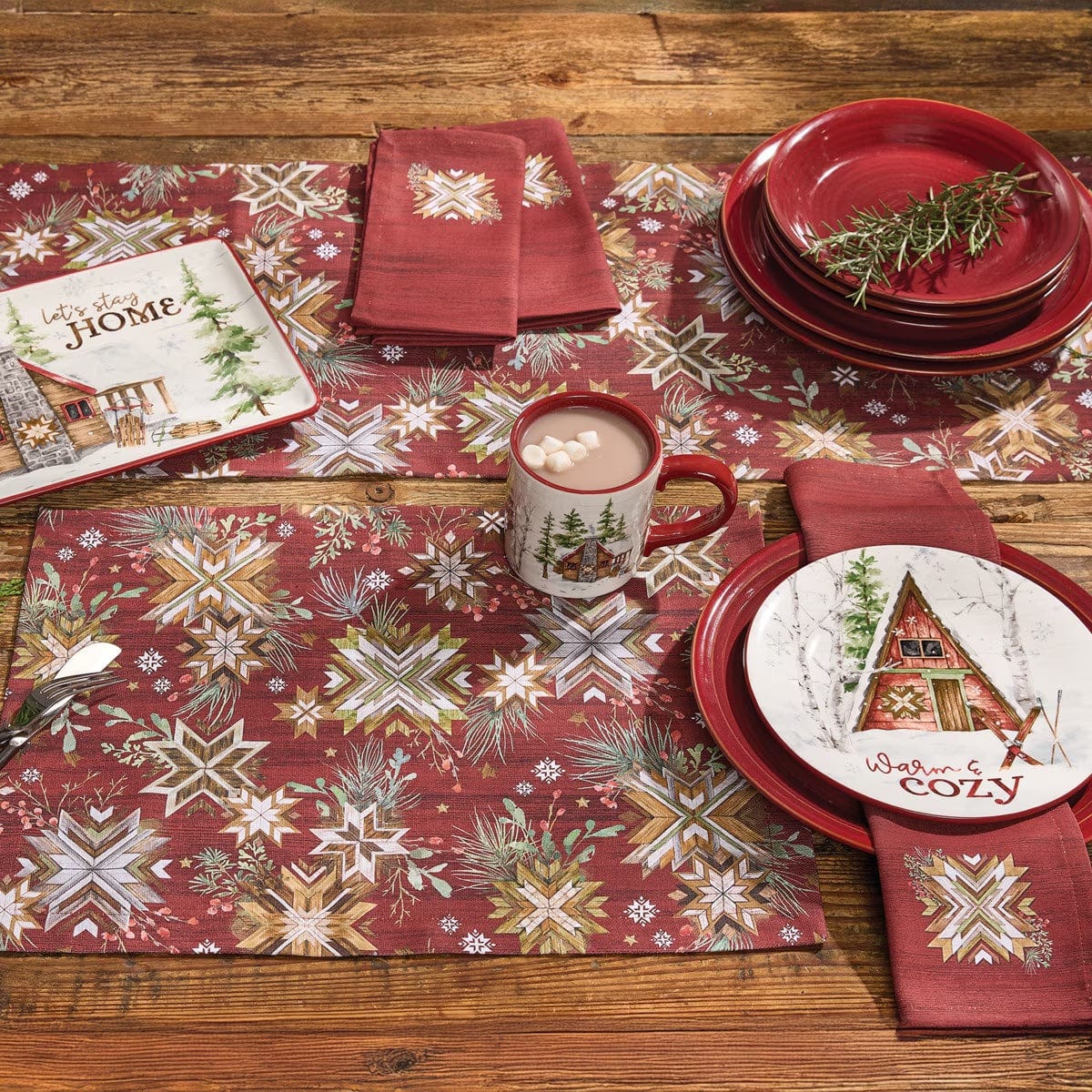 Snowflake Lodge Printed Table Runner 54'' Long