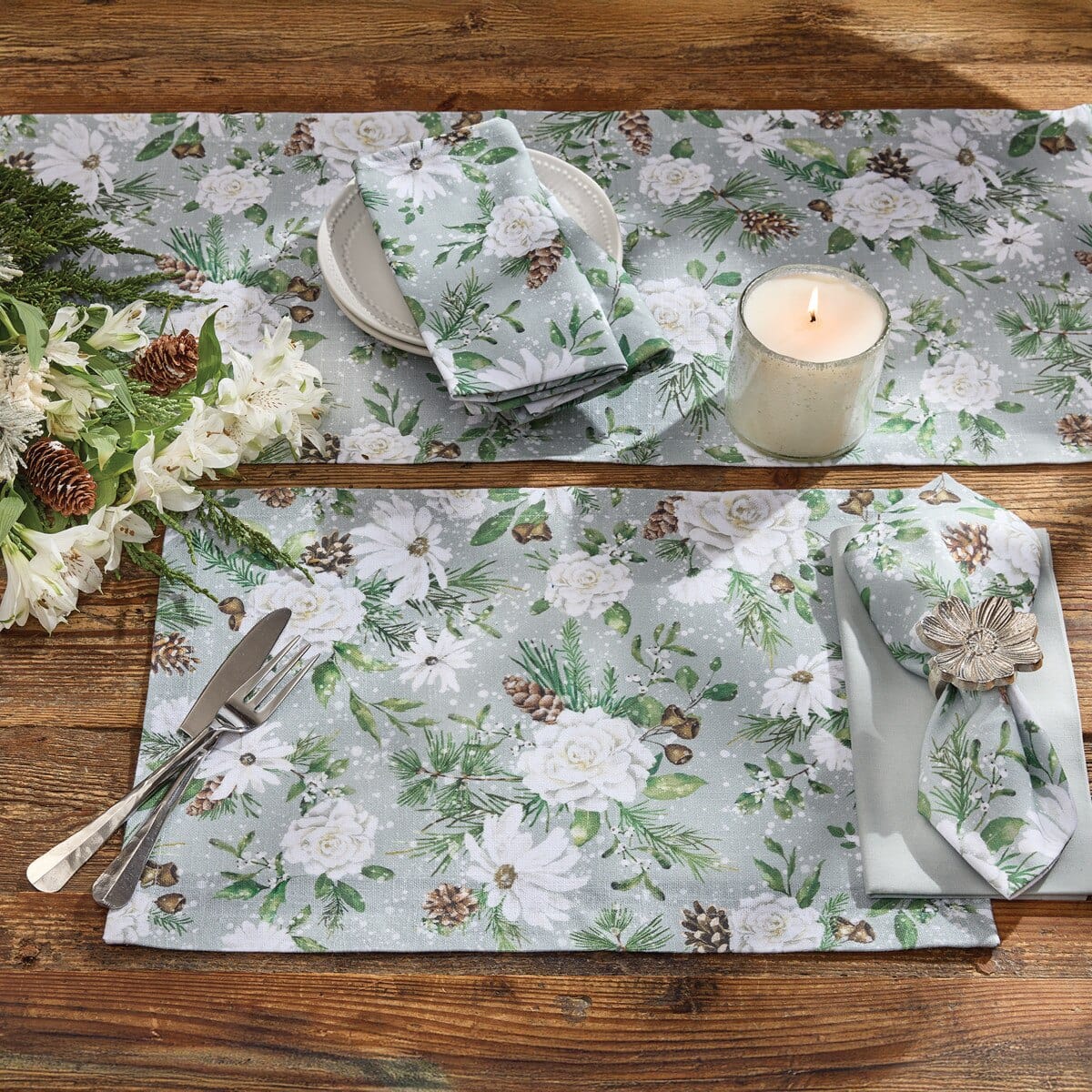 Snowflowers Printed Placemat Set of 2