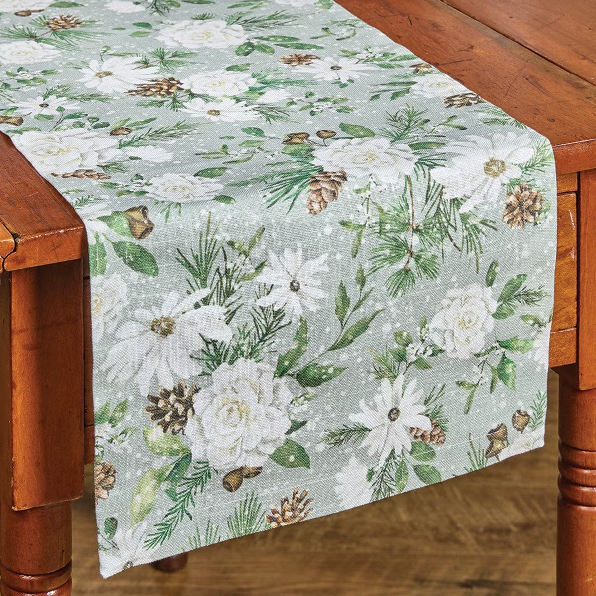 Snowflowers Printed Table Runner 36" Long