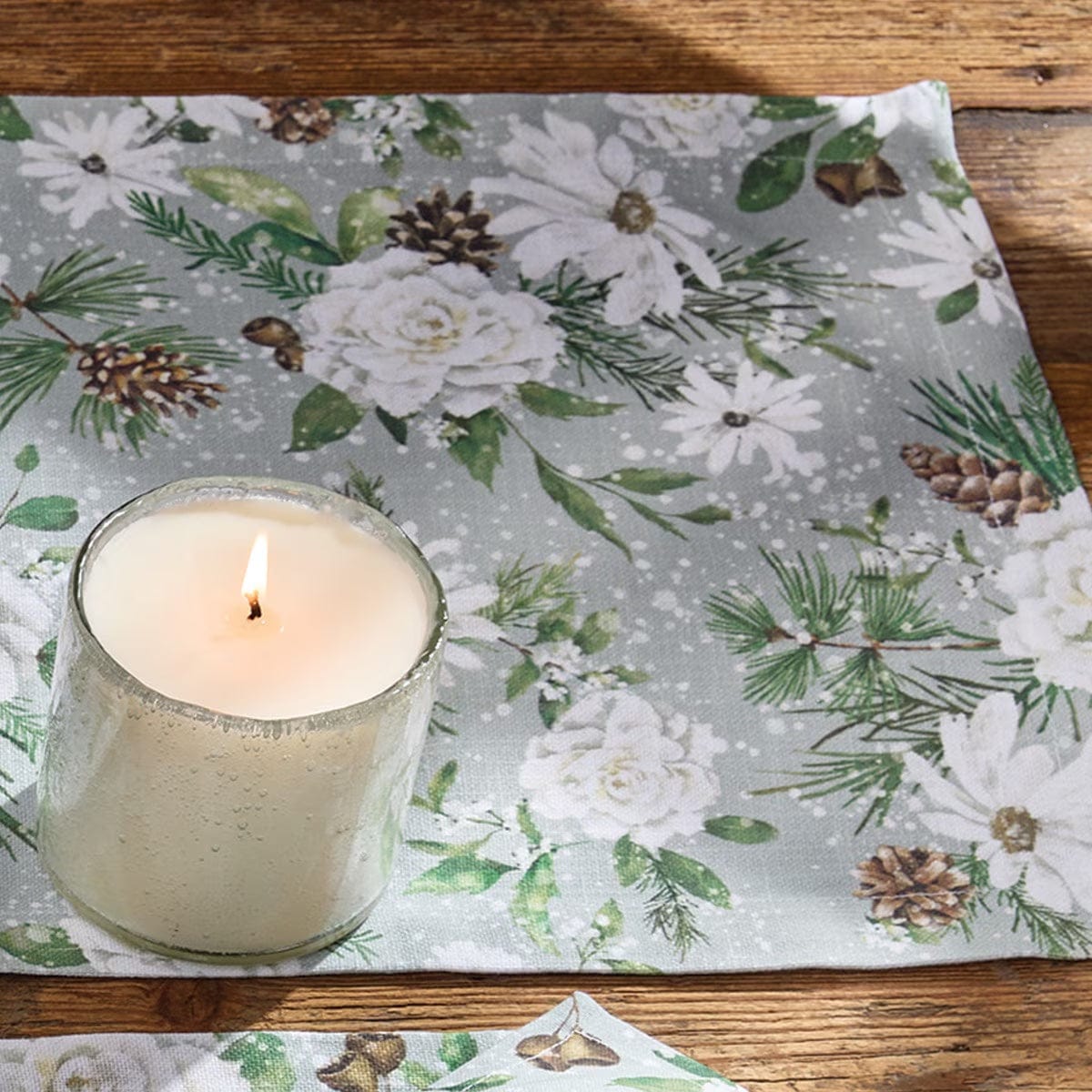 Snowflowers Printed Table Runner 54'' Long