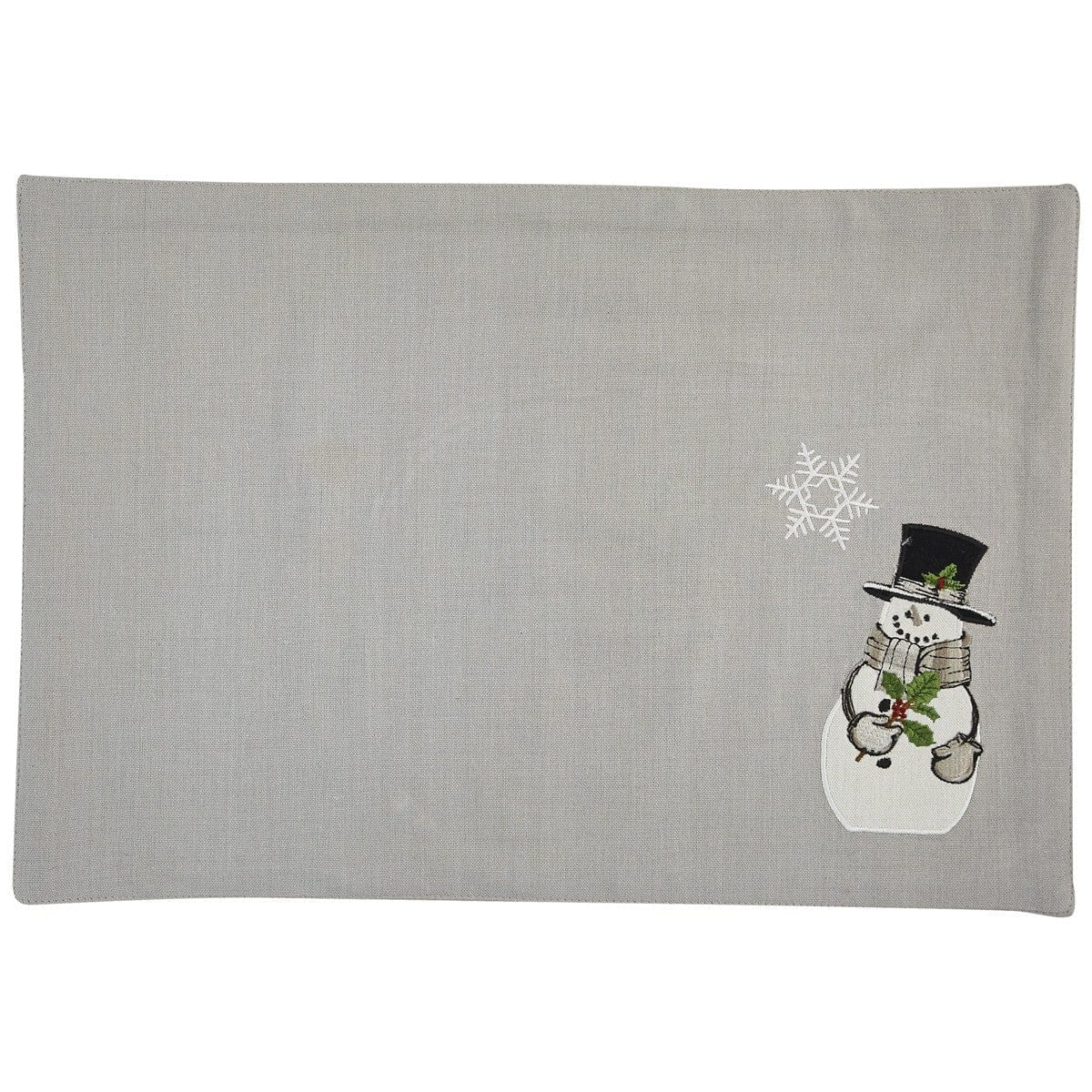 Snowman &amp; Holly Appliqued &amp; Embroidered Placemat-Park Designs-The Village Merchant