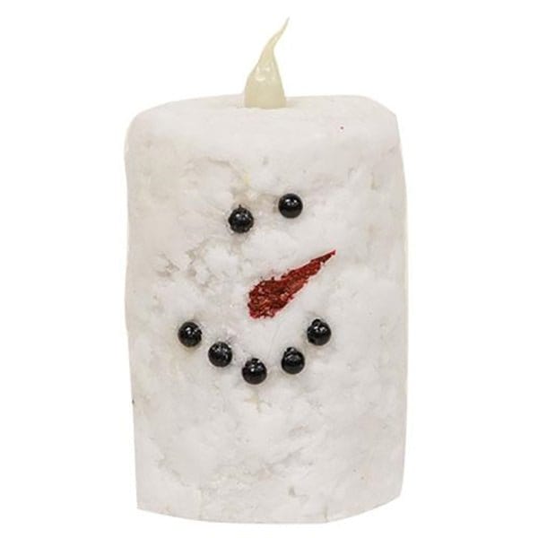 Snowman LED Battery Candle Light Votive With Timer - 3&quot; High-Craft Wholesalers-The Village Merchant