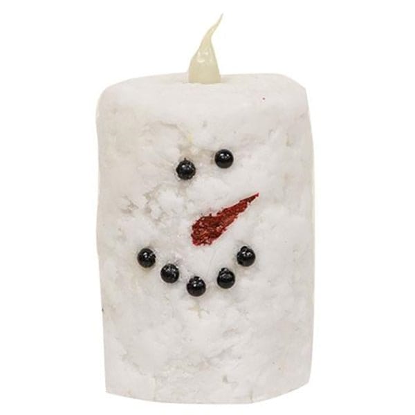 Snowman LED Battery Candle Light Votive With Timer - 3" High-Craft Wholesalers-The Village Merchant