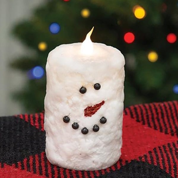 Snowman LED Battery Candle Light Votive With Timer - 3&quot; High-Craft Wholesalers-The Village Merchant
