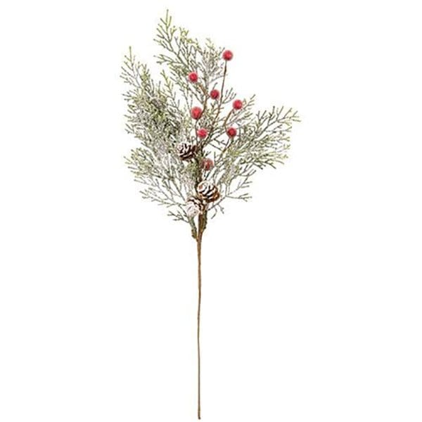 Snowy Cypress & Sugar Berry Pick / Spray 20" High-Craft Wholesalers-The Village Merchant