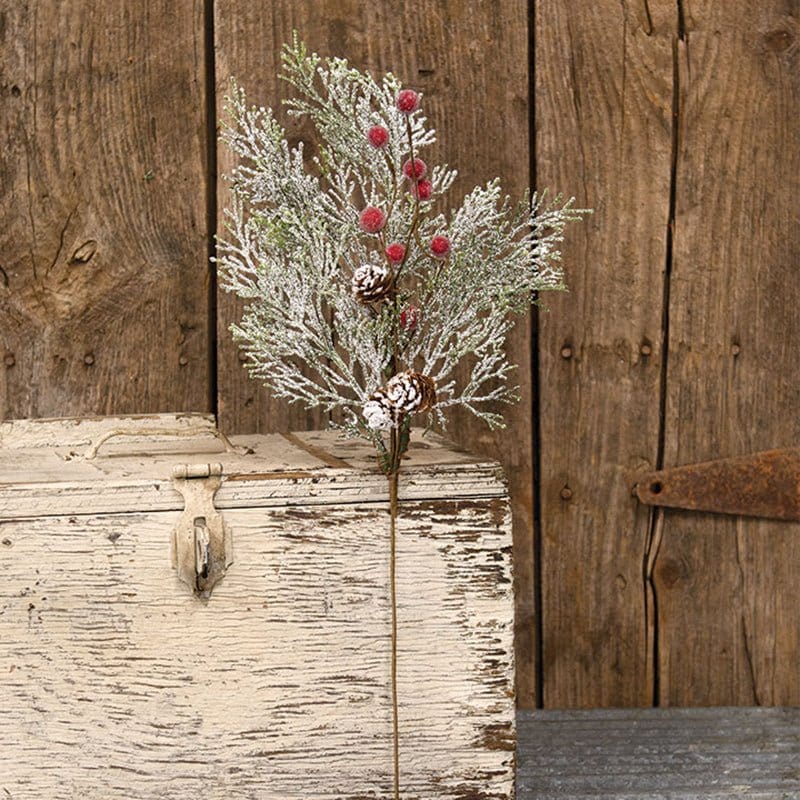 Snowy Cypress & Sugar Berry Pick / Spray 20" High-Craft Wholesalers-The Village Merchant