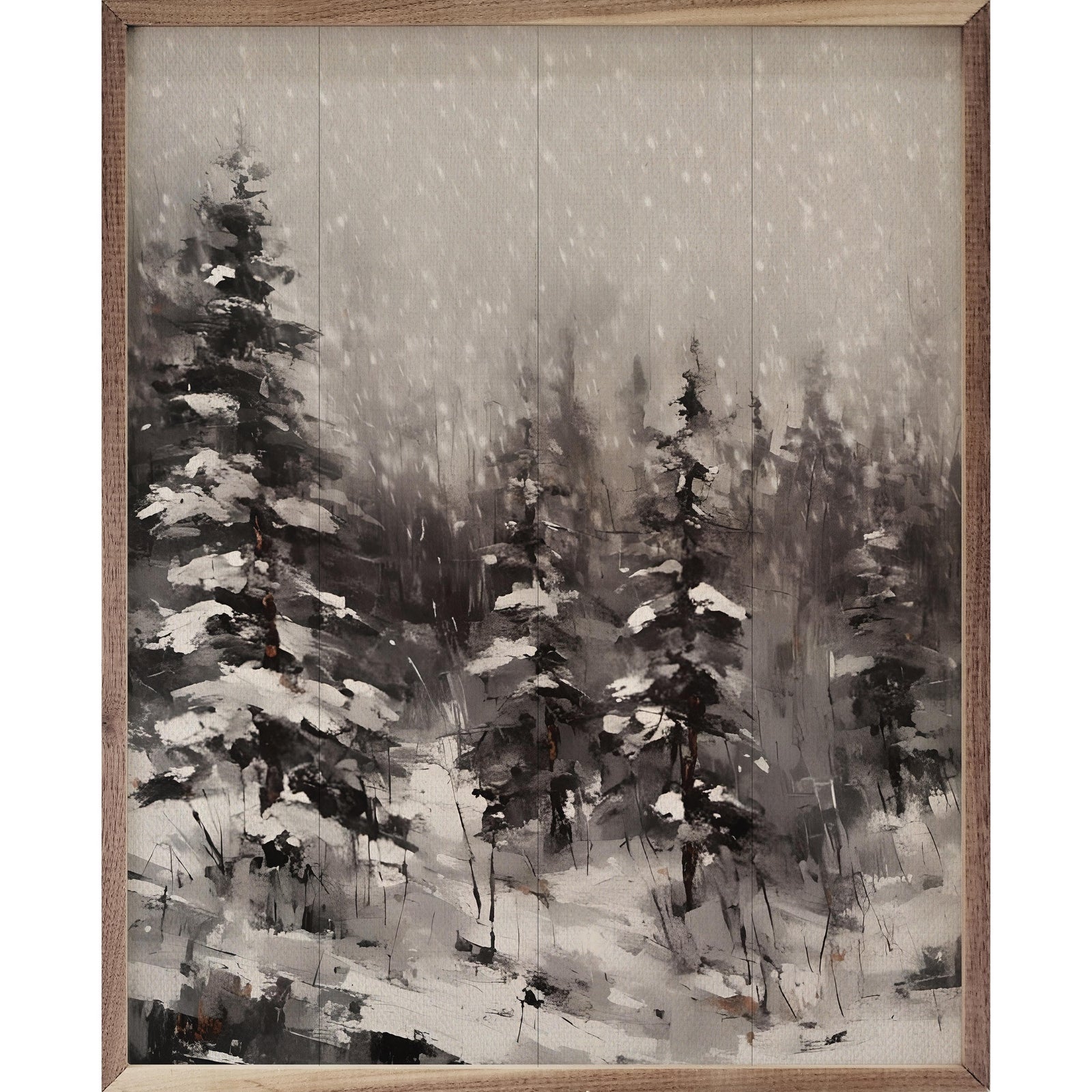 Kendrick Home Walnut Frames 8x10 Snowy Pines BW Printed and Framed Wall Sign