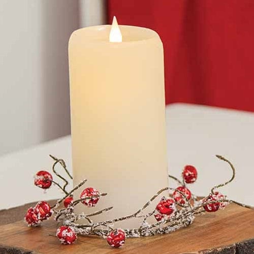 Snowy Red Jingle Bell Candle / Napkin Ring 3.5&quot; Inner Diameter