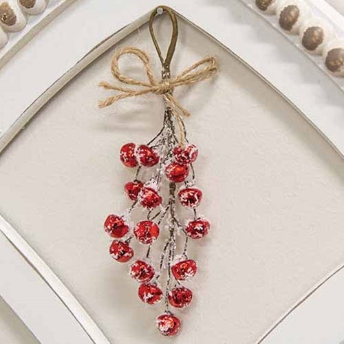 Snowy Red Mini Jingle Bell Teardrop Ornament