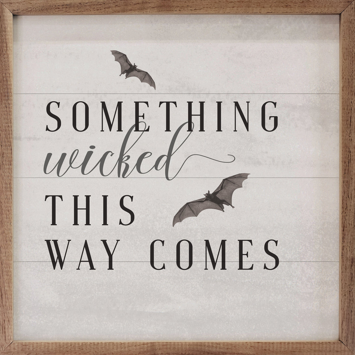 Kendrick Home Walnut Frames 4x4 Something Wicked Bats White Printed and Framed Wall Sign