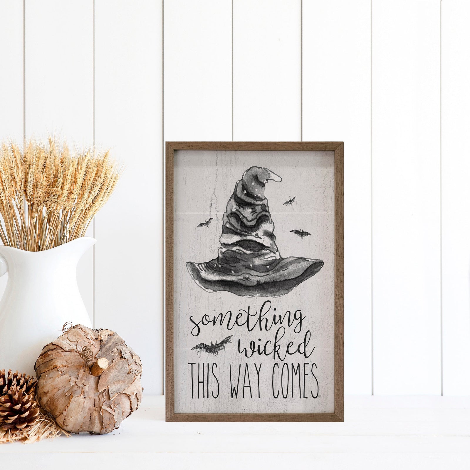 Kendrick Home Walnut Frames 5x8 Something Wicked Hat Whitewash