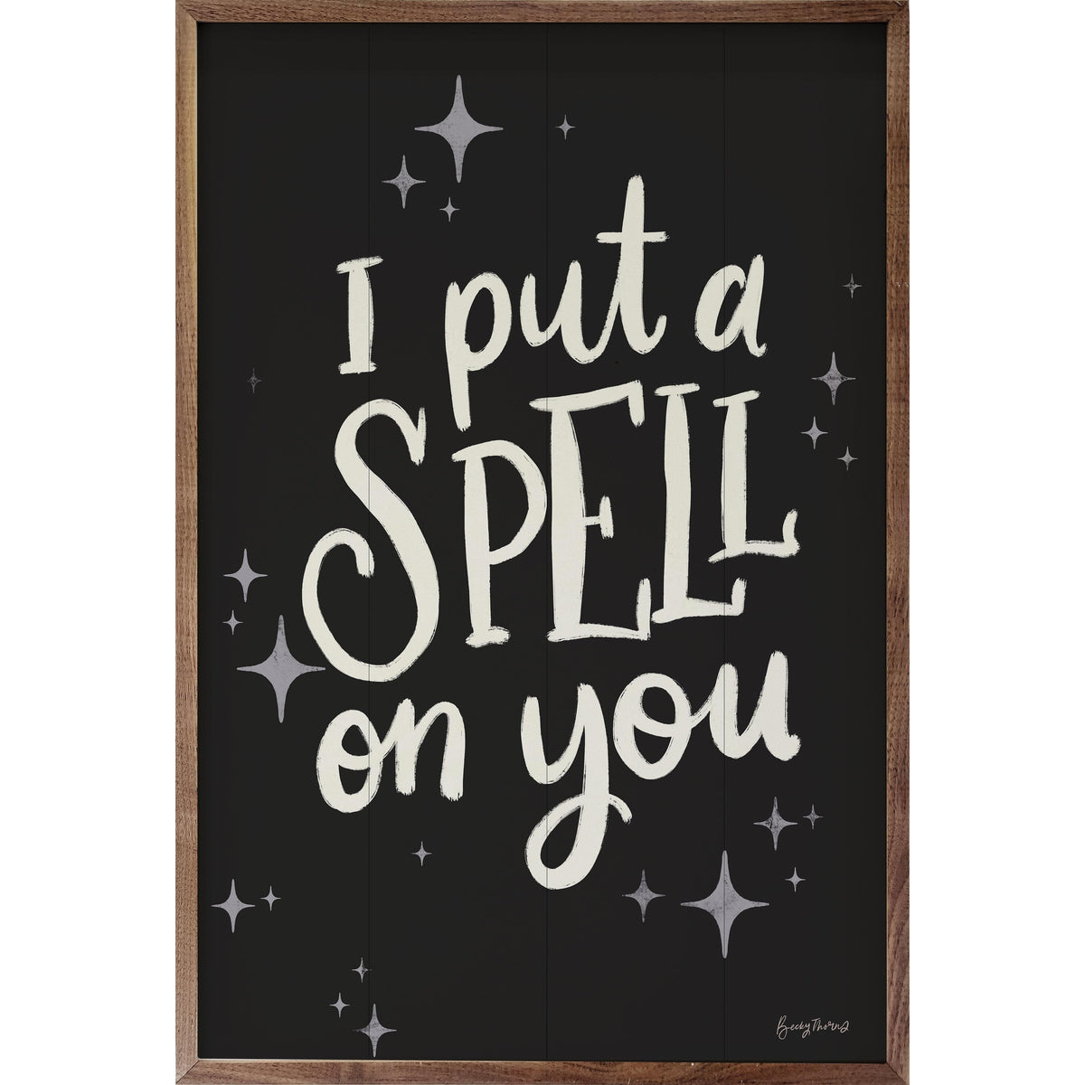 Kendrick Home Walnut Frames 5x8 Sophisticated Spooky III Spell Black By Becky Thorns Printed and Framed Wall Sign