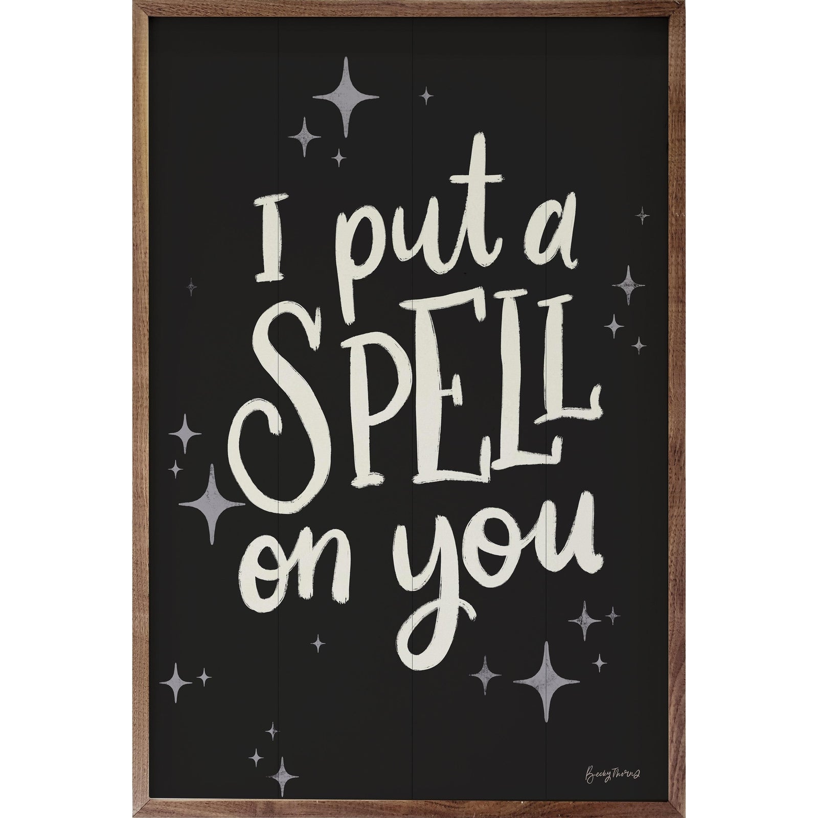 Kendrick Home Walnut Frames 5x8 Sophisticated Spooky III Spell Black By Becky Thorns Printed and Framed Wall Sign