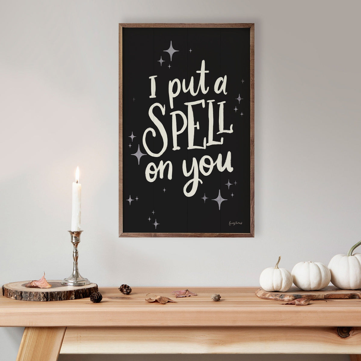 Kendrick Home Walnut Frames Sophisticated Spooky III Spell Black By Becky Thorns Printed and Framed Wall Sign
