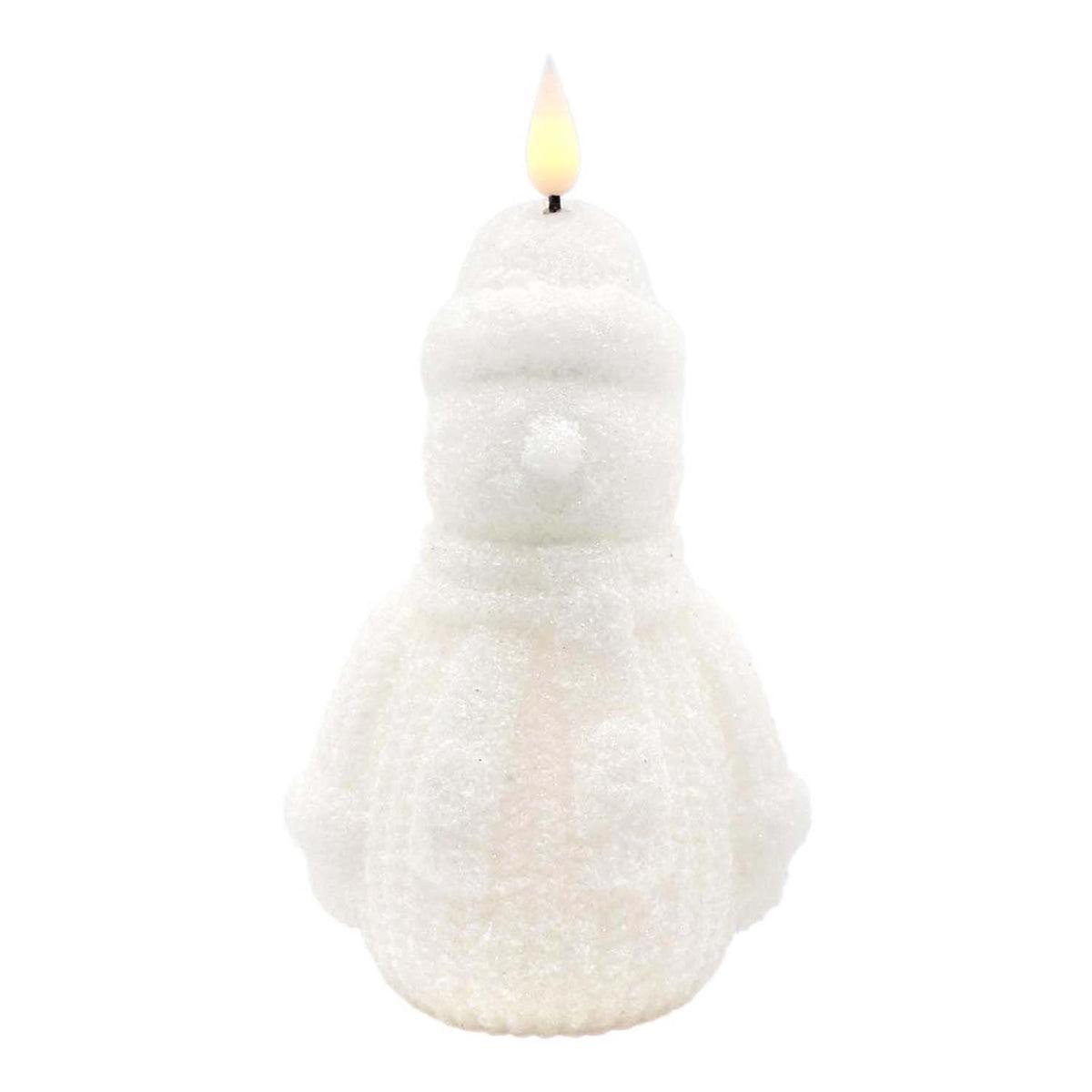 Sparkling Snowman With Timer LED Battery Candle With Moving Flame 7.5" High