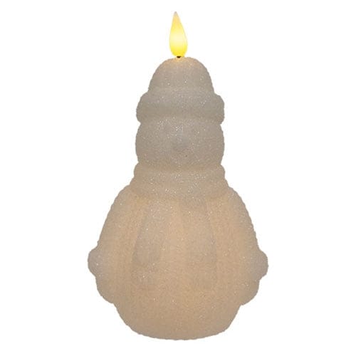 Sparkling Snowman With Timer LED Battery Candle With Moving Flame 7.5" High