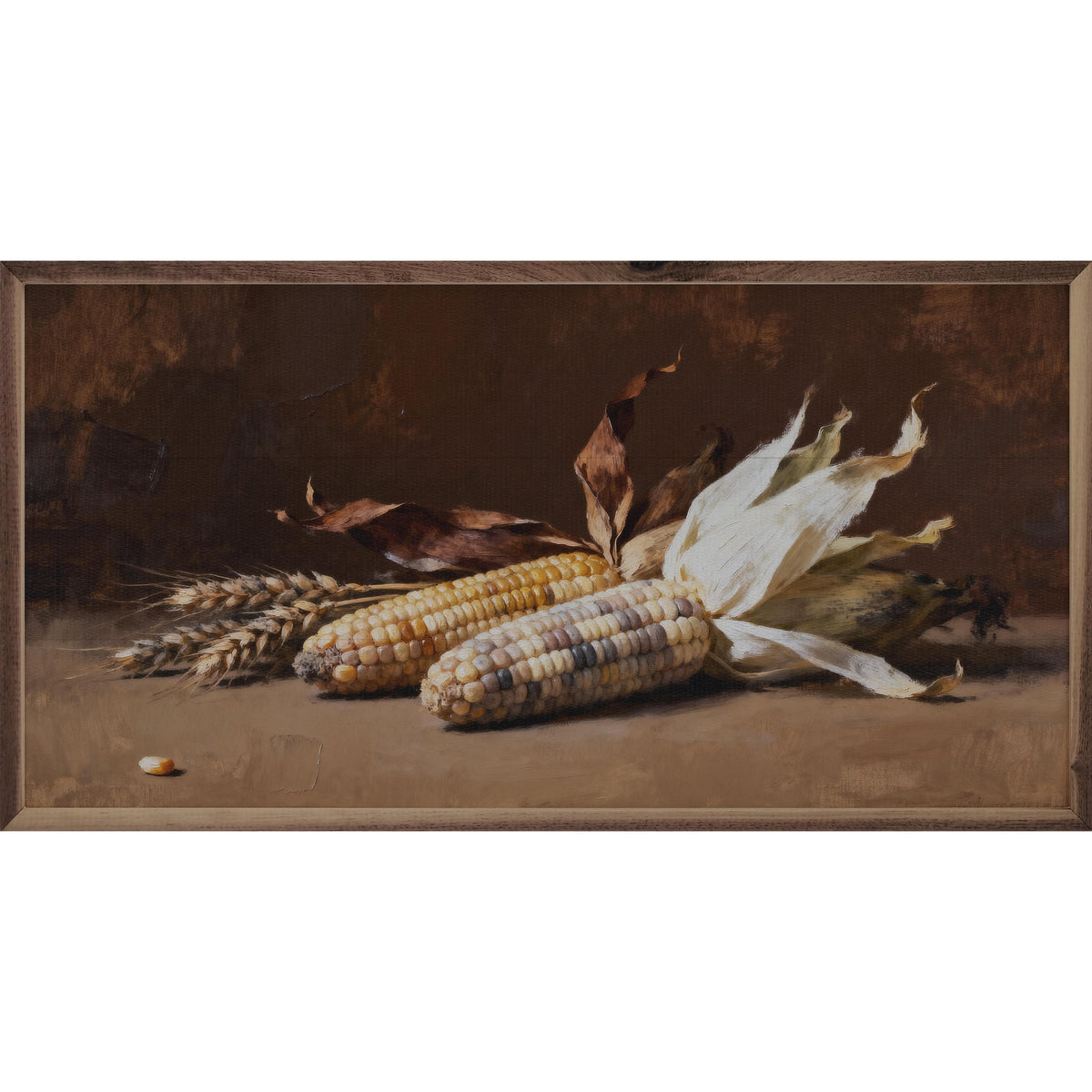 Kendrick Home Walnut Frames 16x8 Speckled Corn Printed and Framed Wall Sign