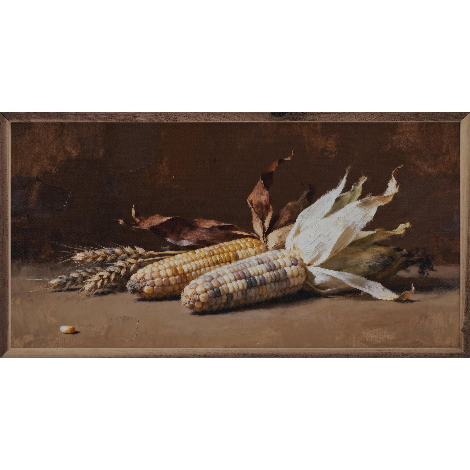 Kendrick Home Walnut Frames 16x8 Speckled Corn Printed and Framed Wall Sign