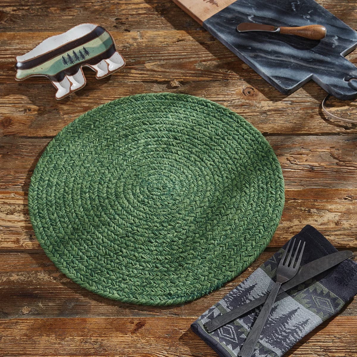 Spice Bin - Basil Braided Placemat Round Set of 2