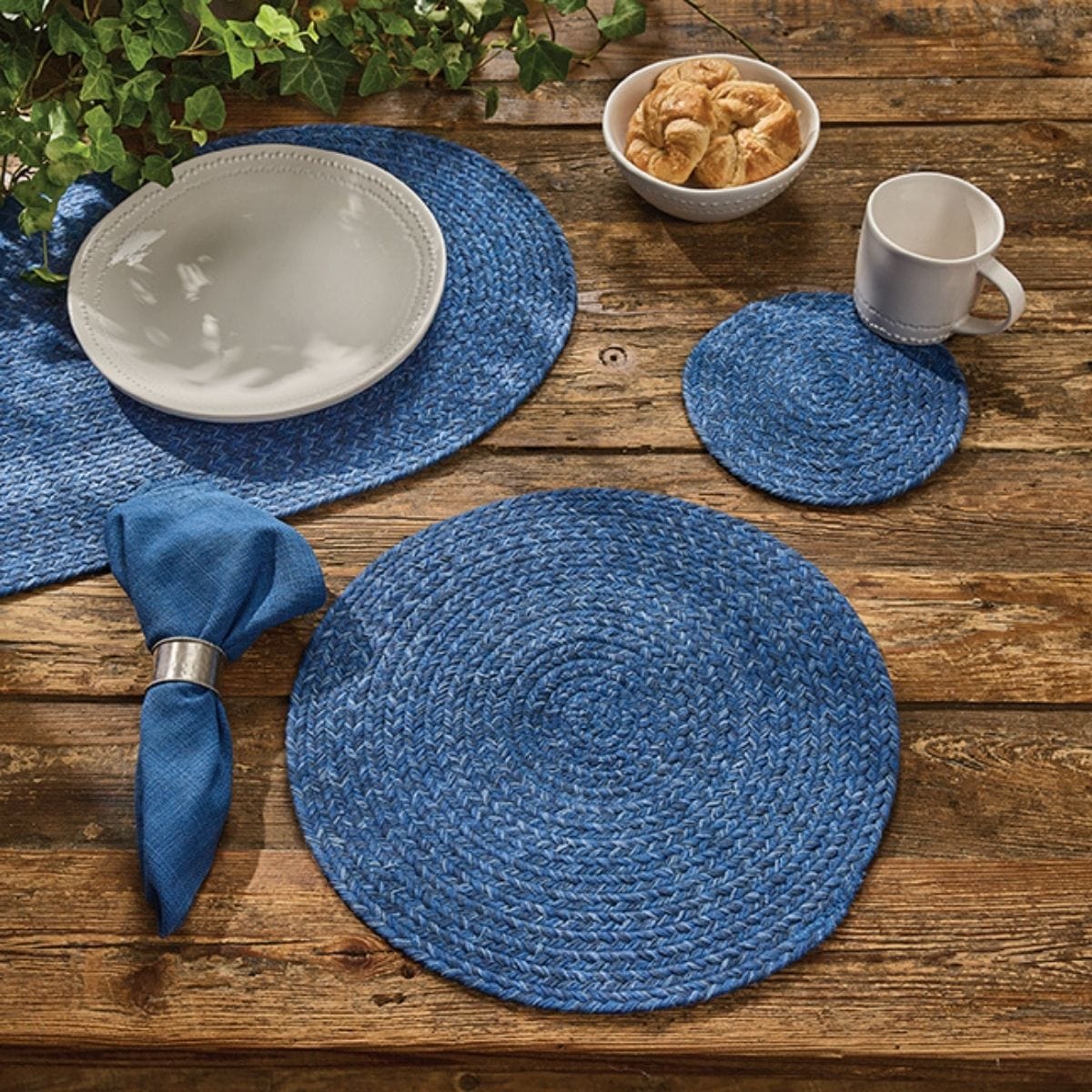 Spice Bin - Blue Spice Braided Placemat Round Set of 2