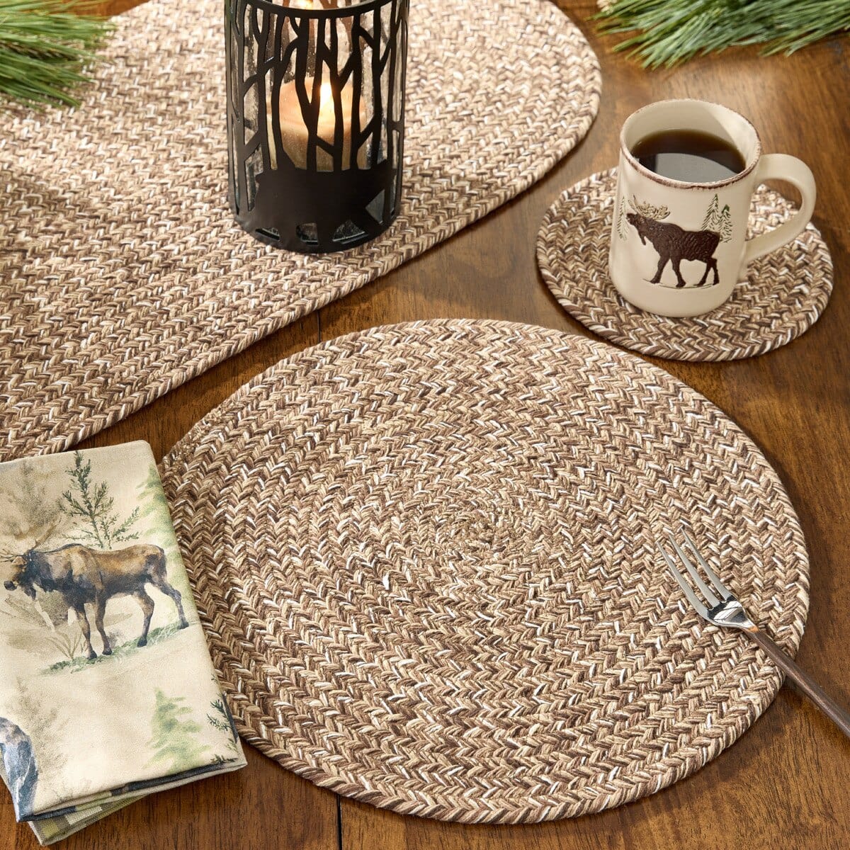 Spice Bin - Cocoa Braided Table Runner 54'' Long