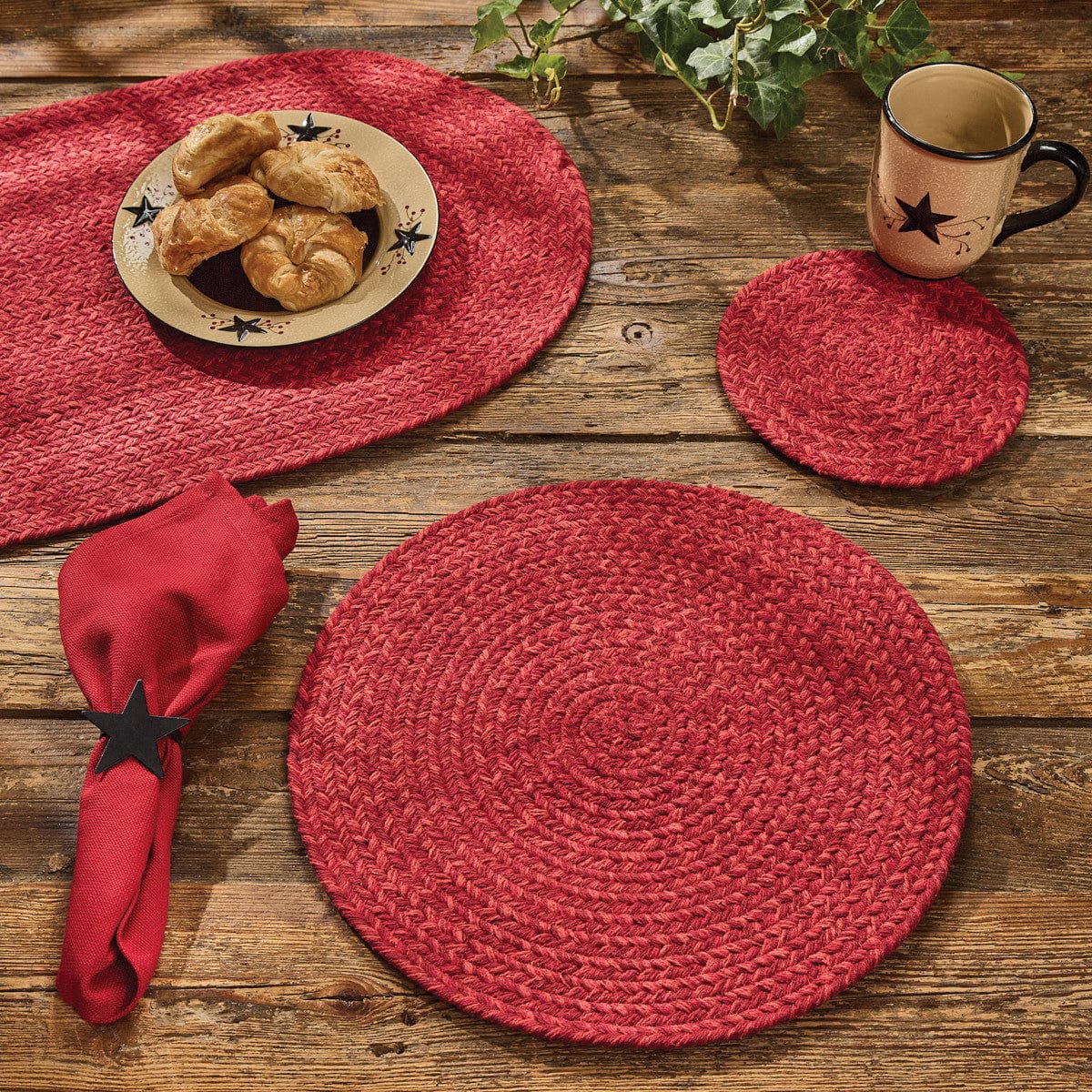 Spice Bin - Paprika Braided Table Runner 54" Long