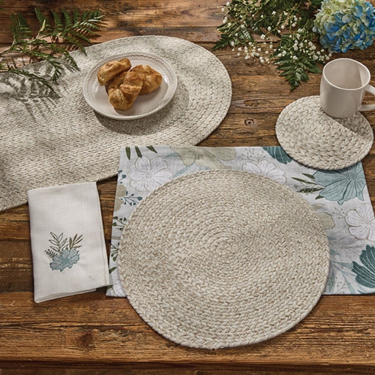 Spice Bin - Sea Salt Braided Placemat Round Set of 2
