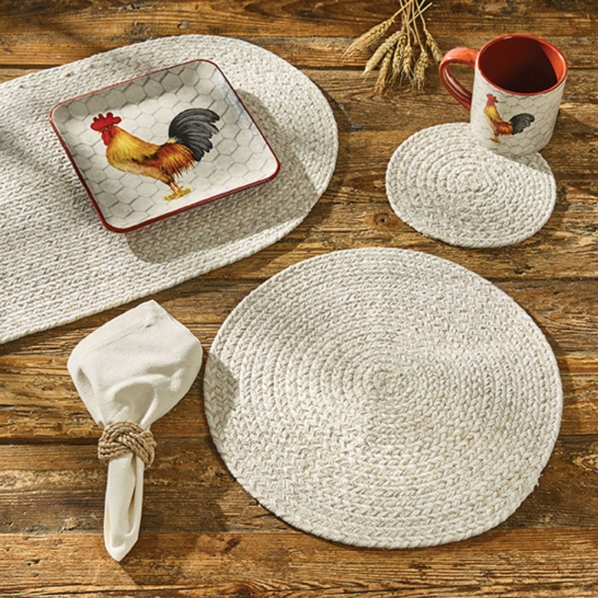 Spice Bin - Sea Salt Braided Placemat Round Set of 2