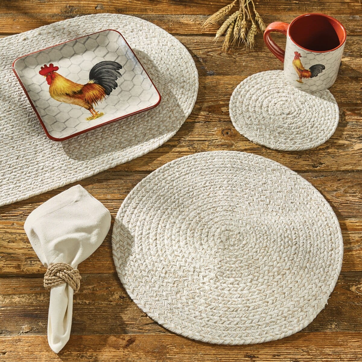 Spice Bin - Sea Salt Braided Table Runner 36" Long