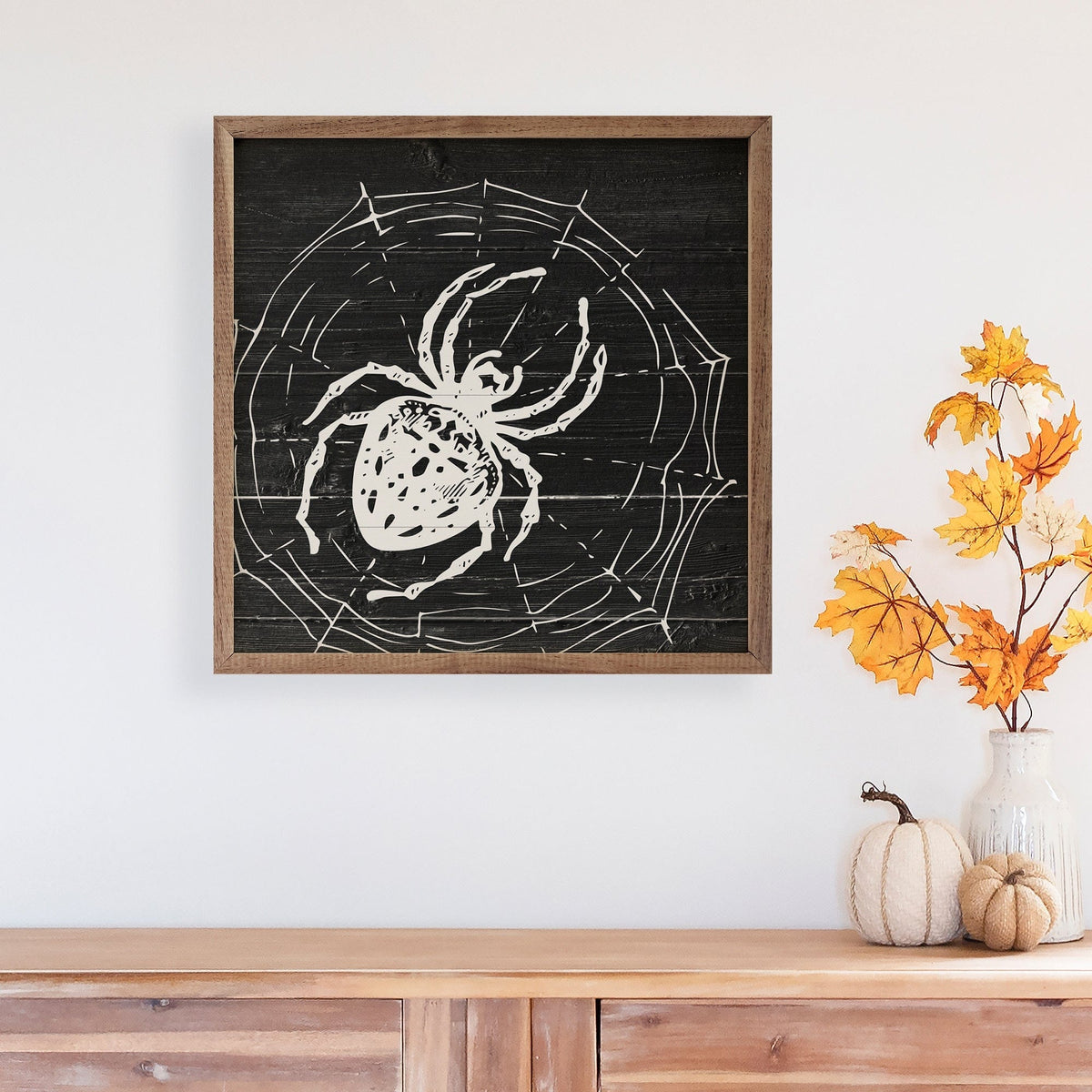 Kendrick Home Walnut Frames Spider's Lair Black Printed and Framed Wall Sign