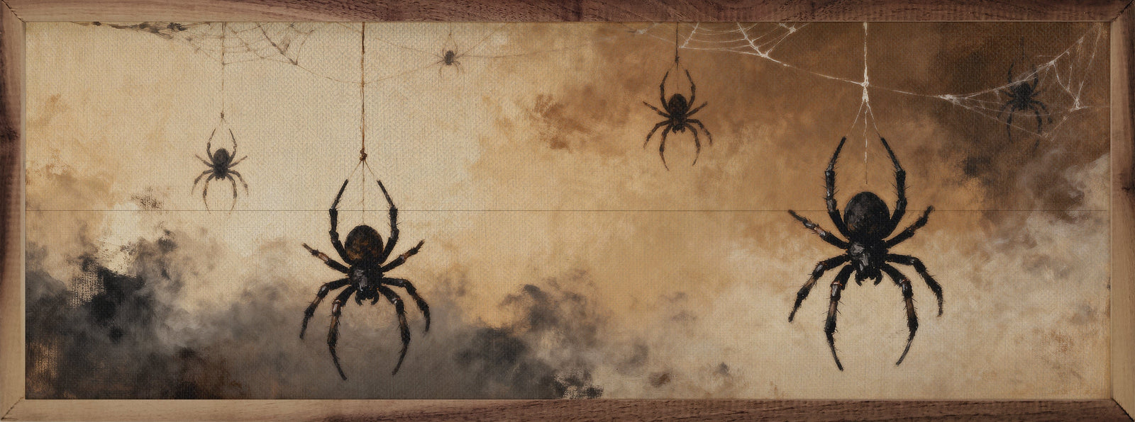 Kendrick Home Walnut Frames 12x4 Spiders Brown Narrow Print