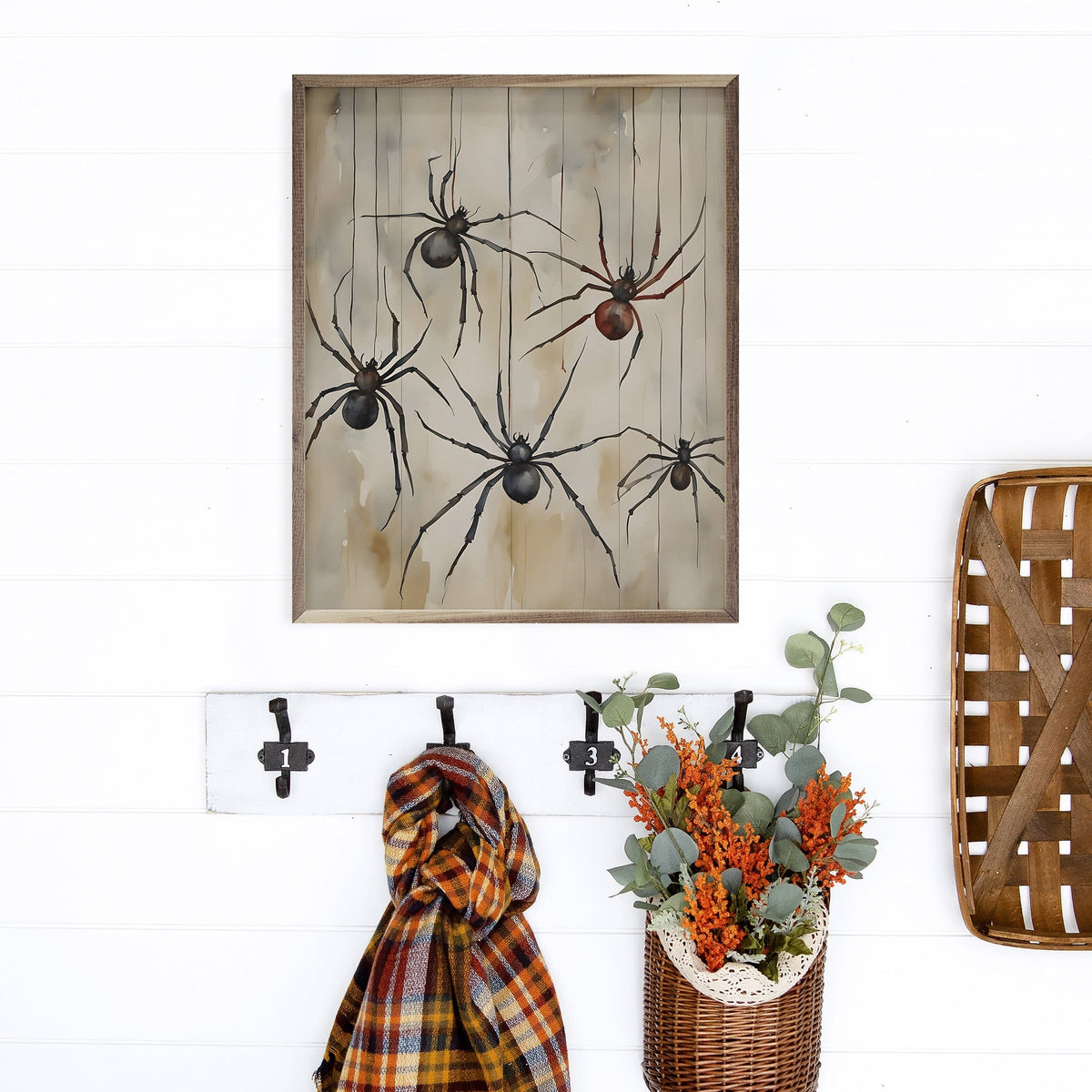 Kendrick Home Walnut Frames Spiders Printed and Framed Wall Sign