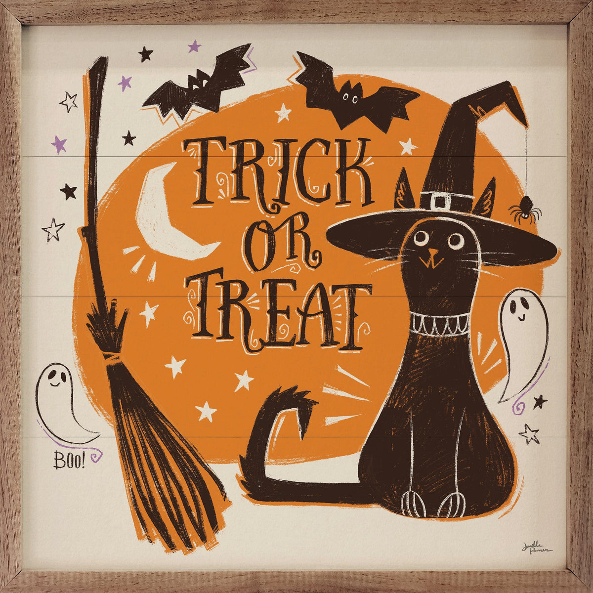 Kendrick Home Walnut Frames 4x4 Spooktacular III By Janelle Penner Printed and Framed Wall Sign