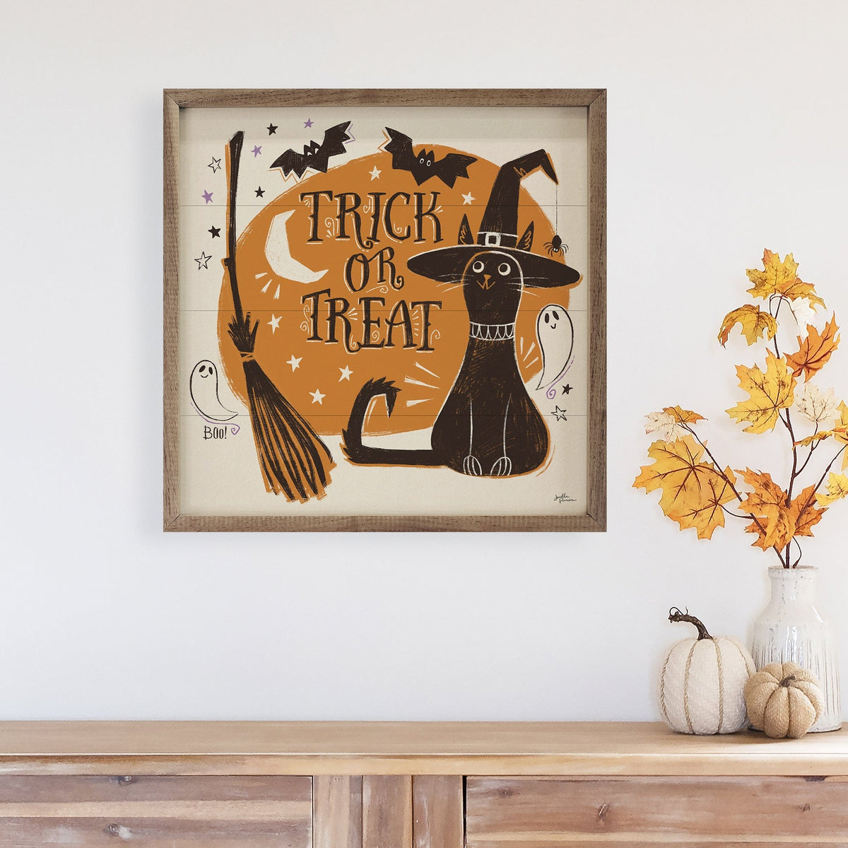 Kendrick Home Walnut Frames Spooktacular III By Janelle Penner Printed and Framed Wall Sign