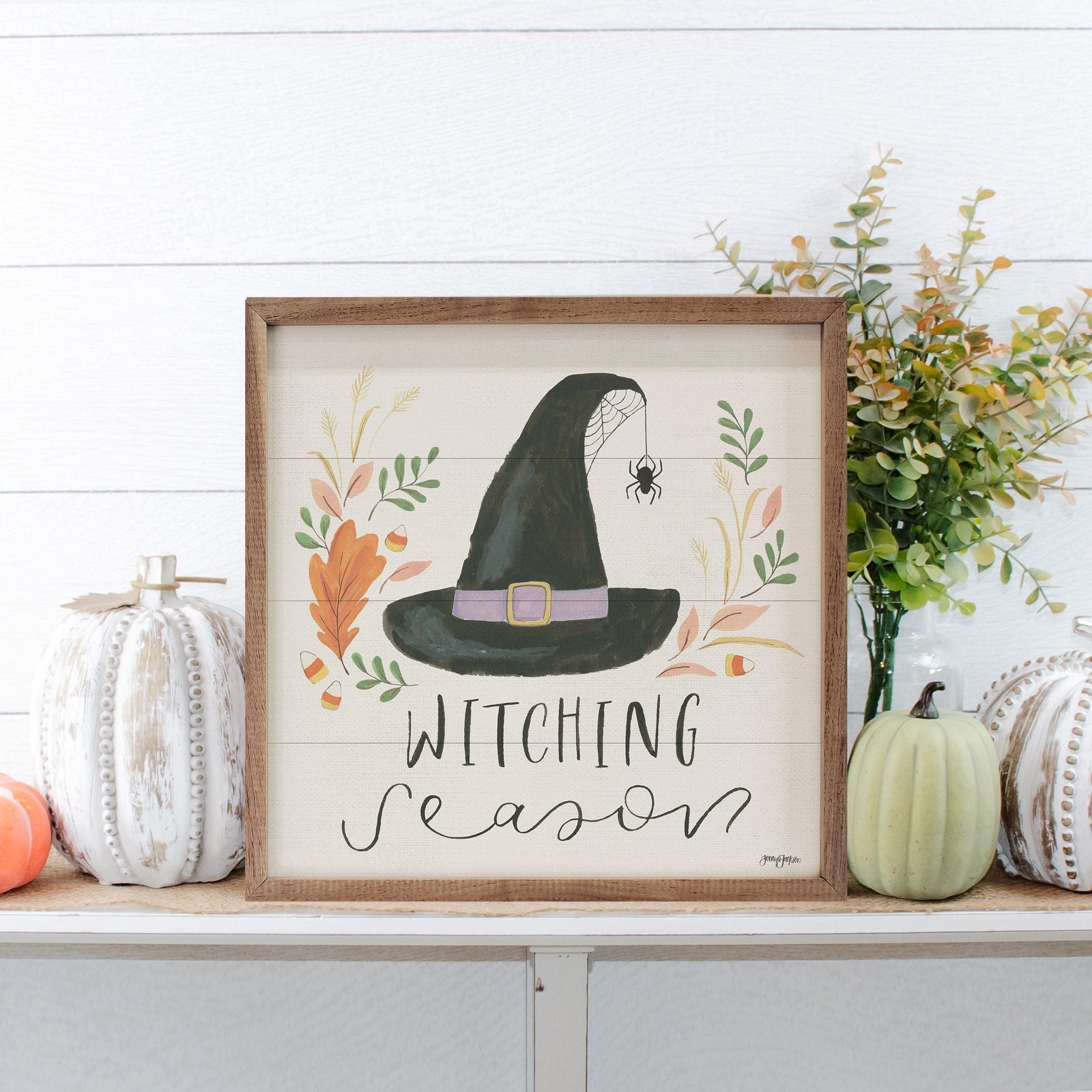 Kendrick Home Walnut Frames 4x4 Spooky Season IV By Jenaya Jackson Printed and Framed Wall Sign
