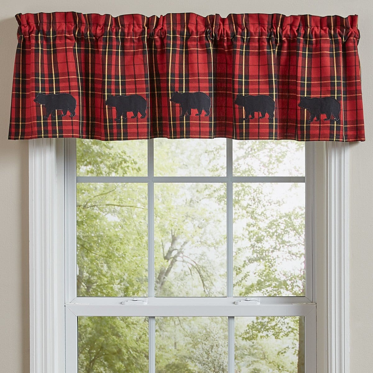 Sportsman Plaid Appliqued Valance Lined-Park Designs-The Village Merchant