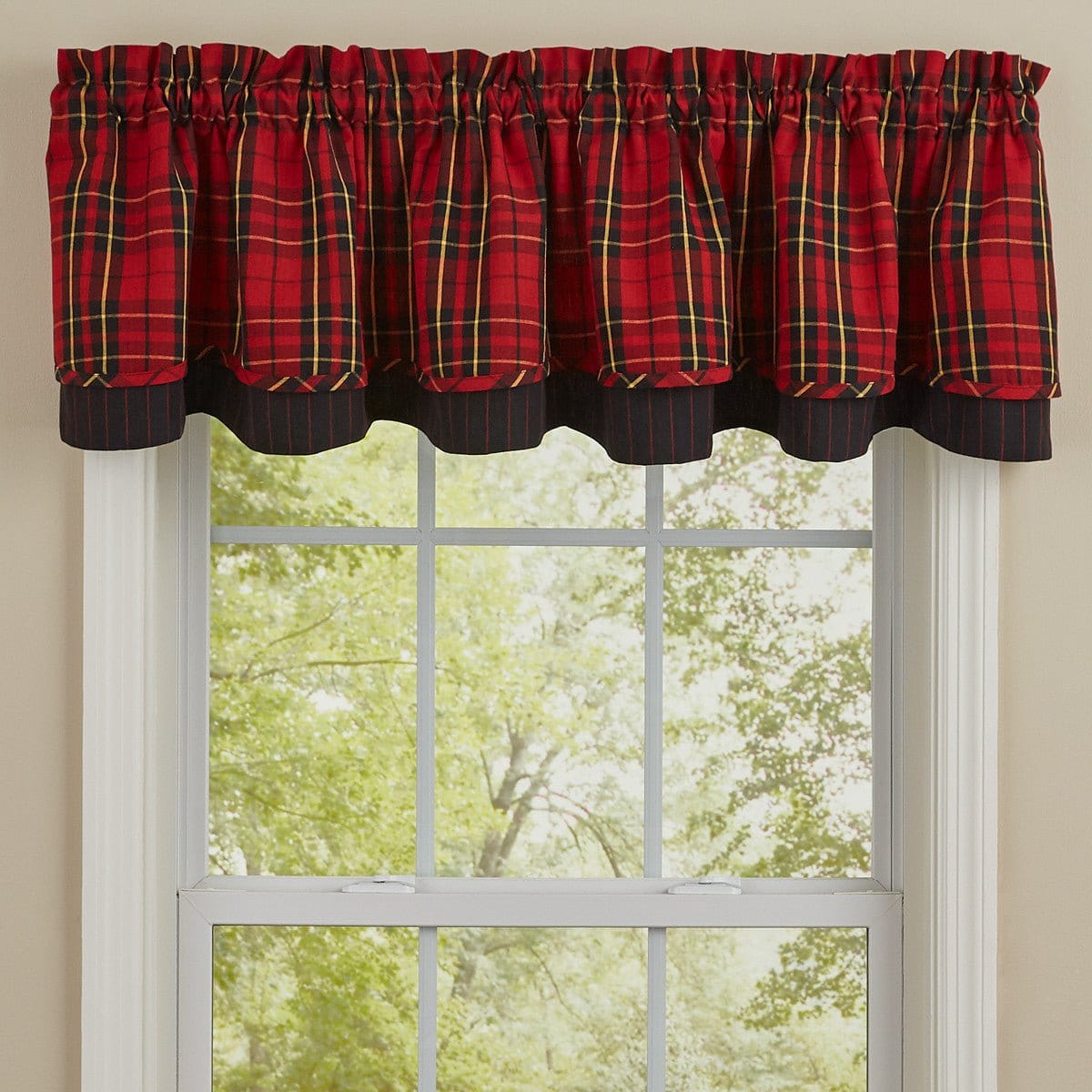 Sportsman Plaid Layered Valance Lined-Park Designs-The Village Merchant