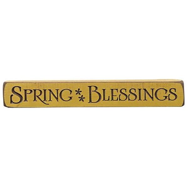 Spring Blessings Sign - Engraved Wood 12&quot; Long-Craft Wholesalers-The Village Merchant