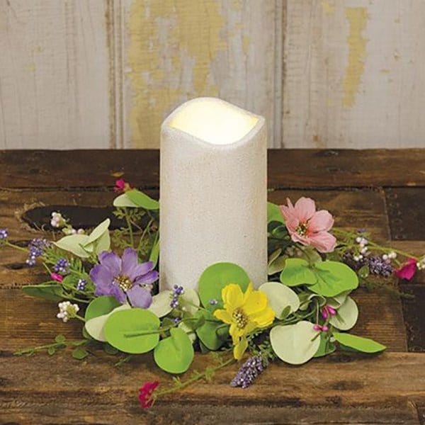 Spring Mix Blossoms Candle Ring / Wreath 3.5" Inner Diameter-CWI Gifts-The Village Merchant