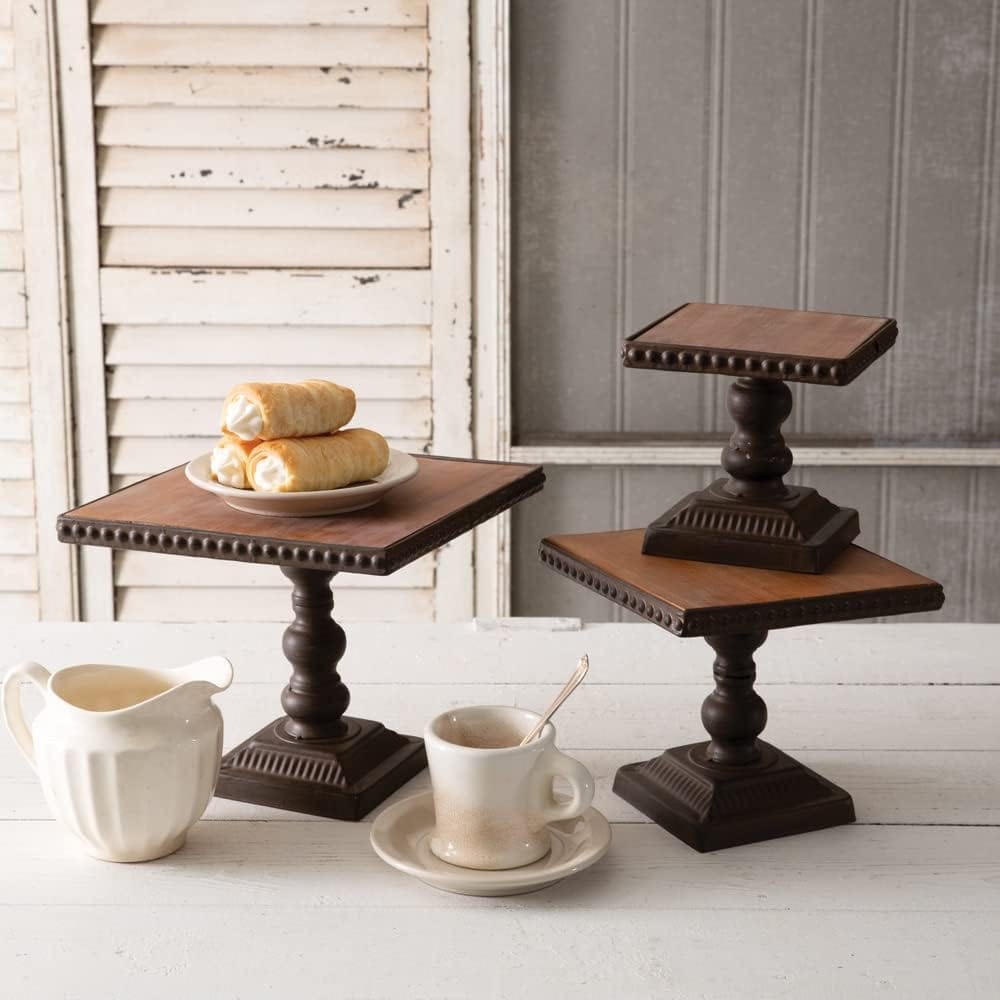 Square Dessert Stand For Display &amp; Serving Set of 3 - Assorted Sizes-CTW Home-The Village Merchant