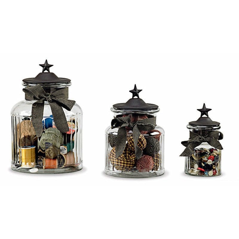 Star In Black Glass Jar With Metal Lid-Park Designs-The Village Merchant