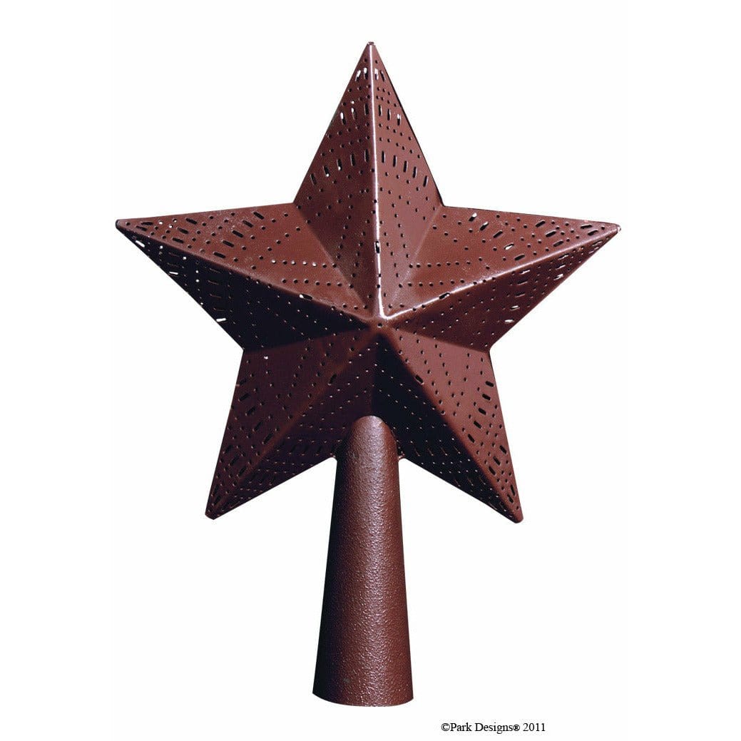 Star In Red Embossed Metal Tree Topper Large-Park Designs-The Village Merchant
