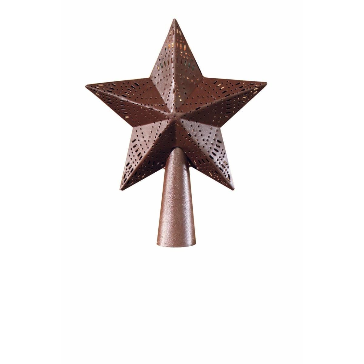 Star In Red Embossed Metal Tree Topper Small-Park Designs-The Village Merchant