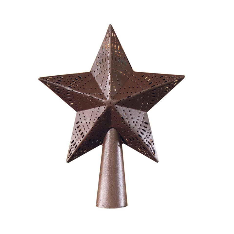 Star In Red Embossed Metal Tree Topper Small