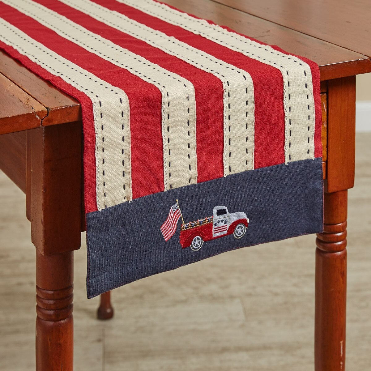 Star Spangled Appliqued & Embroidered Table Runner 42" Long