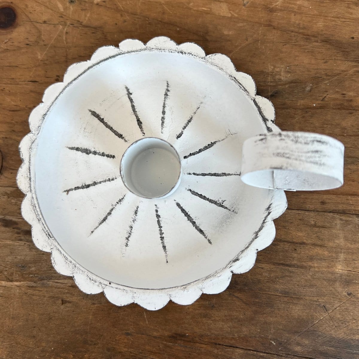 Starburst Candle Pan In White Candle Holder For Taper Candles-Pine Creek-The Village Merchant