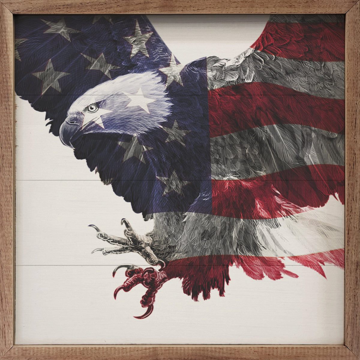 Stars And Stripes Eagle Printed and Framed Wall Sign